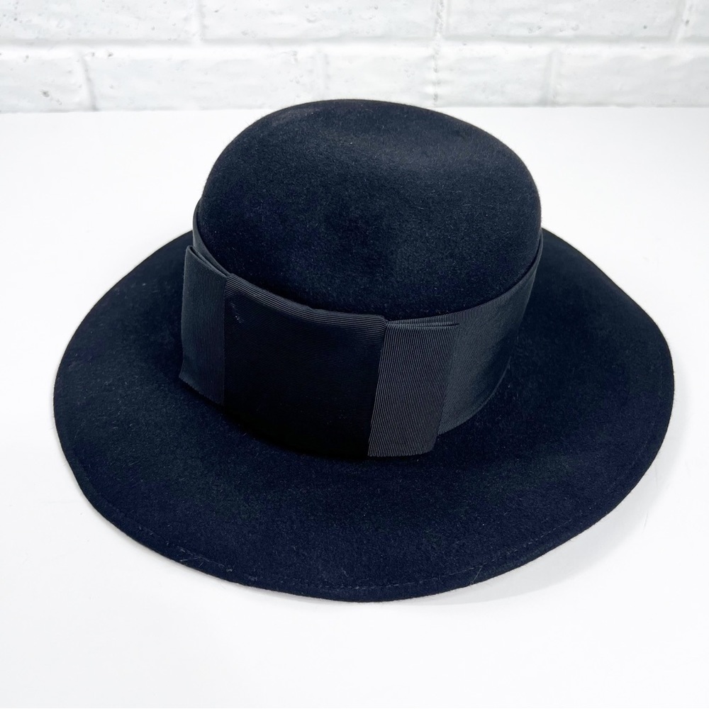Vintage Frank Olive Private Collection Black Felt Wide Brim Hat
